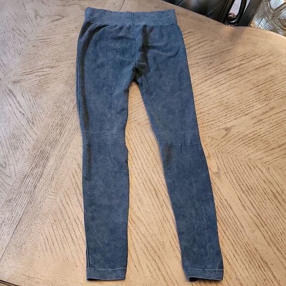 Charcoal distressed denim like leggings size S - Picture 7 of 10